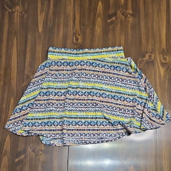Patterned Blue and Yellow Women's Skirt - Picture 1 of 6